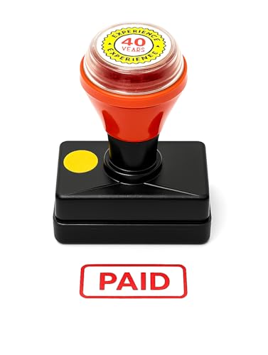 Image of Pri-Ink Paid Stamp - Red Colour | Pre-Inked Office Stamp for Documents | Sharp & Long-Lasting Impression