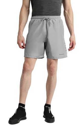 Image of Reebok Men's Polyester Training Shorts - Lightweight Breathable Gym Shorts for Men | Sports Shorts for Men | Workout Fitness Shorts - Elastic Drawcord Waistband