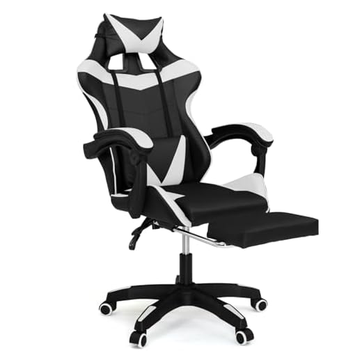 IDMarket - Fauteuil de Gaming Alex réglable avec Repose-Pied, Coussin de tête et Coussin Lombaire Noir et Blanc