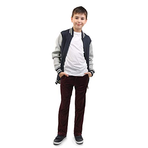 Buyless Fashion Boys Pants Flat Front Fit Casual Corduroy Solid Color - 19W1824-Brg-18 Burgundy #TOP5