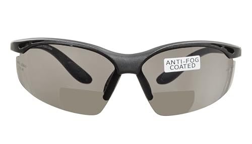 voltX 'CONSTRUCTOR' BIFOCAL Reading Safety Glasses (SMOKE/GRAY +3.0 Dioptre) UKCA & CE EN166F certified/Cycling Sports Glasses includes safety cord + UV400 anti fog coated lens