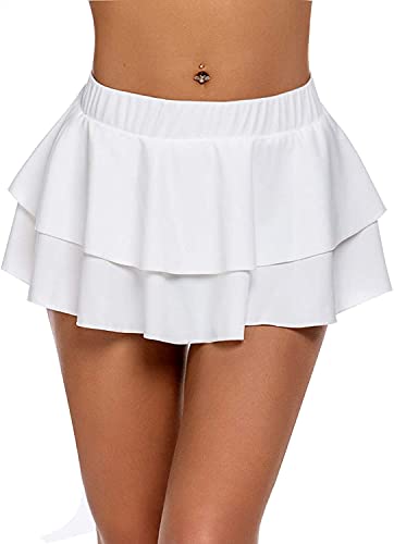 Image of Women's Babydoll Flirty Layered Ruffle Pleated Sexy Naughty Lingerie Mini Skirts for Special Romentic Moments