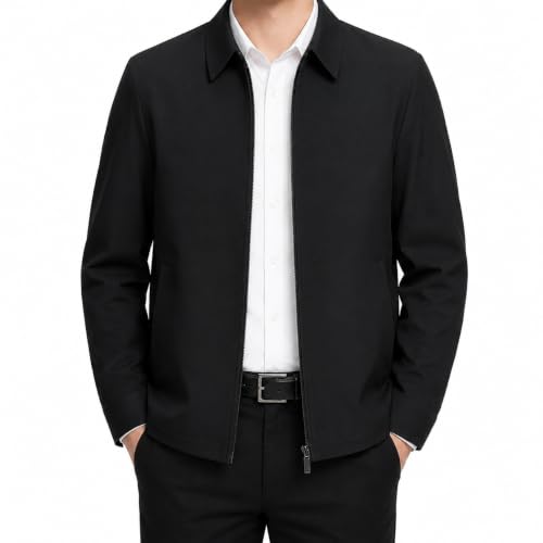 Image of Innfttwo Men's Smart Casual Bomber Jacket – Tailored Fit Lightweight Waterproof Jacket with Classic Plaid Lining & Adjustable Cuffs, the Perfect Layer for Commute or Weekend
