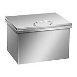 20Lx16Wx13H Inch Stainless Steel Drop-in Ice Chest with Hinged Cover, 45.4 Quarts Capacity, Silver