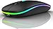 Wireless Bluetooth LED Mouse Rechargeable – Silent Slim Ergonomic RGB Mouse for Laptop, PC, Tablet – Dual Mode 2.4G & Bluetooth, Type-C Charging – Black