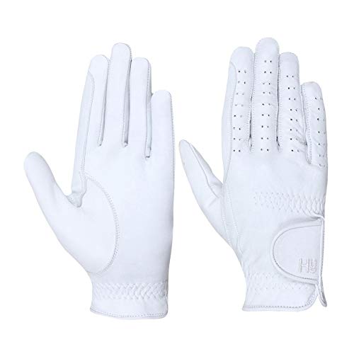 Hy5 Childrens Leather Riding Gloves White Medium