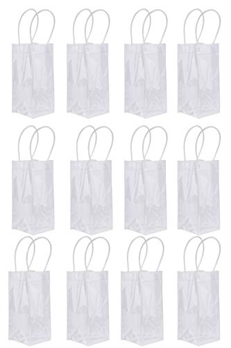 Sdootjewelry Wine Ice Bag, 12 Pack Pvc Transparent Clear Wine Bottles Bag Wine Pouch Ice Wine Bag With Handle For White Wine, Champagne, Cold Beer And Chilled Beverages #TOP28