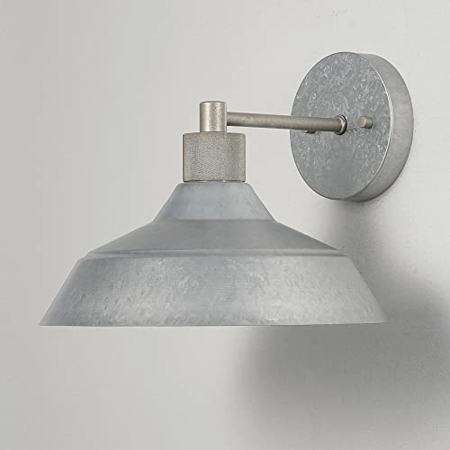 Globe Electric 44840 Sutton Outdoor/Indoor Wall Sconce, Galvanized Metal, Textured Socket Detail #TOP6