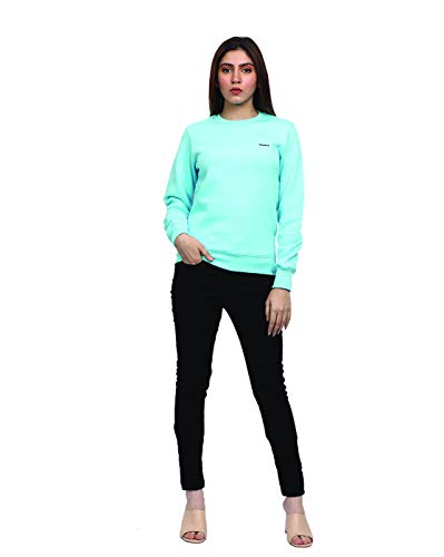Image of BESIMPLE Basic Full Sleeve Solid Fleece Sweatshirt for Women /Girls Machine wash Cotton Modern Crew Neck