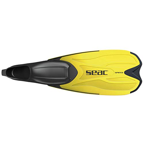 SEAC The Spinta, Full Foot Snorkeling Fins That are for Adults and Children, Yellow, 10.5-12 (0710039360413A)