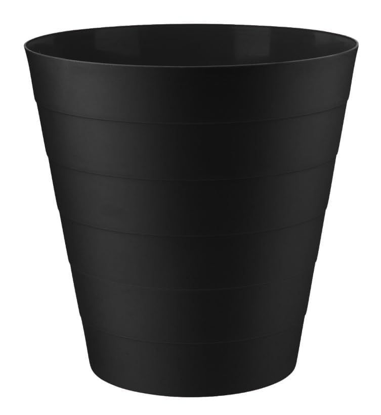 Divan Beds Deals Black Round 6L Waste Bin | Small Trash Can for Kitchen, Bathroom, Office | Compact Plastic Dustbin for Home, Bedroom Desk | Durable Lightweight Garbage Bin Indoor Use