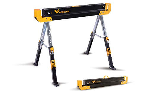 Adjustable Height (24-32 in.) Steel Sawhorse and Jobsite Table – 1300 lb. Capacity -Two Pack - Thumbnail 2