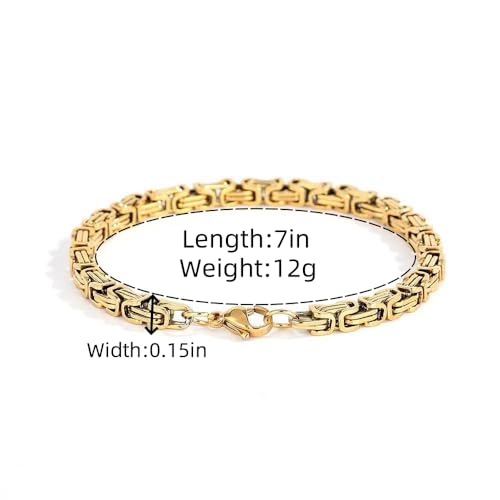 Byzantine Bracelet Suitable for Men and Women 18K Gold Bracelet Fashion Accessories 4mm Mesh Bracelet Birthday/Valentine's Day/Christmas Gift2
