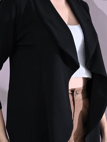 Image of Cotton Blend Women's Single Breasted Relaxed Fit Shawl Collar 3 /4 Sleeve Blazer