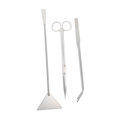 Parliky -in-one Aquarium Cleaning Tools Set of Stainless Tweezer Scissors Portable Shovel and Long Scraper for Efficient Plant Trimming