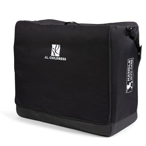 J.L. Childress Universal Stroller Travel Bag for Airplane - Fits Most Baby Strollers Flying Essentials Airport Accessories for Gate or Luggage Check ID Card AirTag Compatible - Medium Unpadded