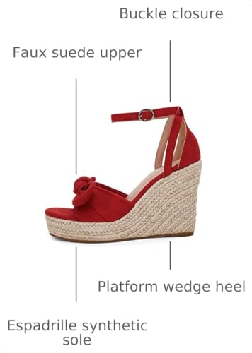 Image of Rilista Womens Wedge Platform Sandals Cute Bowknot Open Toe Espadrille High Heels Buckle Ankle Strap Summer Shoes