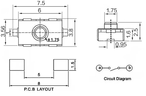 Micro interrupteur normalement ouvert 3x6x2.5mm bouton tactile SMD pour circuit imprimé