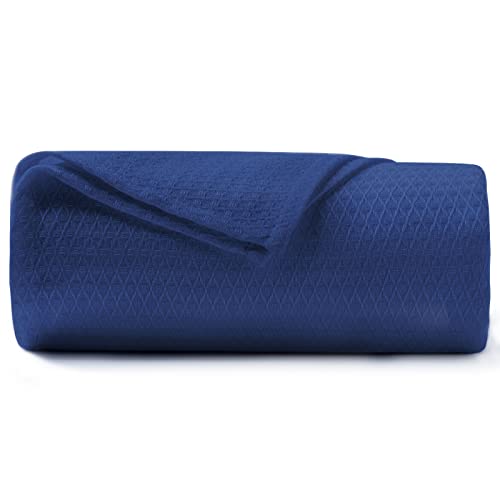 DANGTOP Cooling Blankets, Bamboo Blanket for All-Season, Cooling Blankets Absorbs Body Heat to Keep Cool on Warm Night, Ultra-Cool Lightweight Blanket for Bed (79x91 inches, Navy Blue)