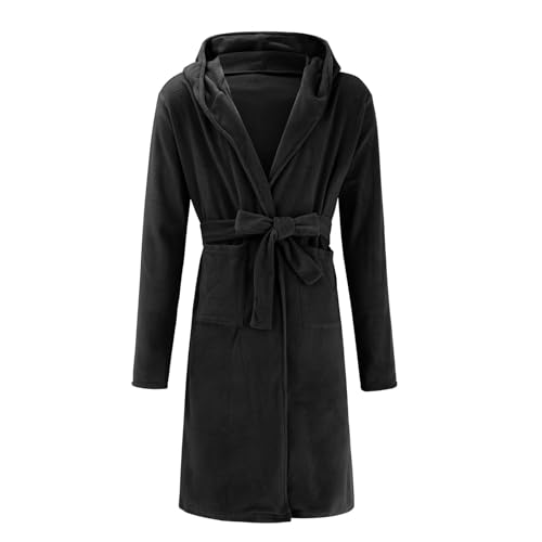 Mens Robe Hooded Sherpa Big and Tall Thermal Long Plush Spa Bath Robe with Hood and Pockets Gift for Men2