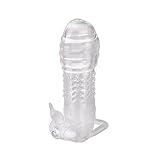 Penis Extender Vibro Sleeve with Bullet Vibrating Extension for Penis Enlargement and Ejaculation Delay