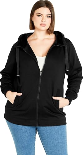 Avenue Women's Plus Size Felicity Zip Up Hood Fleece Jacket