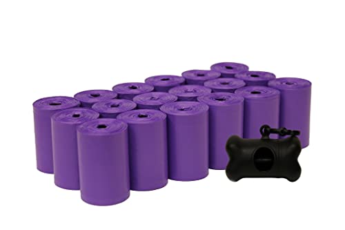 Image of FiveStarPet Extra Large 9 inch x 15 inch Made in USA Easy Open Poop Bags Dog Waste Bags,18 Refill Rolls, 270 Bags (Purple)