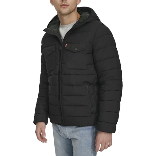 Image of Water Resistant Performance Stretch Hooded Puffer Jacket