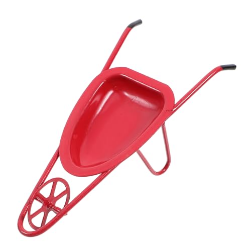 Gogogmee Doll House Cart Wheelbarrow Mini Stroller Model Miniature Wheelbarrow Toy Fairy Garden Wheelbarrow Dollhouse Farm Accessories Mini Cart Model Doll House Furniture Iron Red