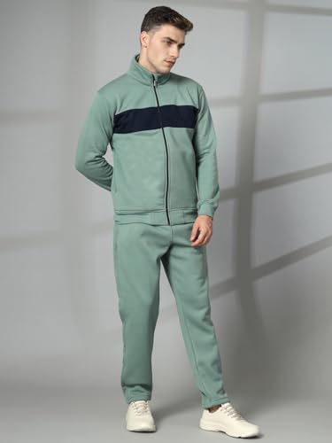 Image of CHKOKKO Track Suit For Man High Neck Winter Tracksuit Men Full Zip Jacket With Elastic Waist Lower And Soft Sports Activewear Set For Gym Running And Casual Use