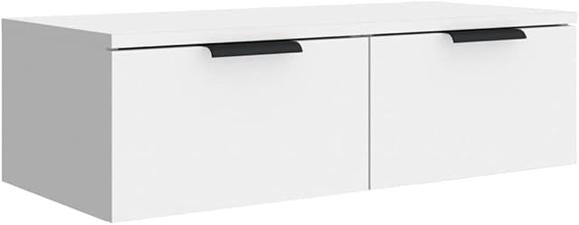 vidaXL Wall Cabinet Floating TV Unit Sideboard Entertainment Centre Wall Mounted Hanging Cabinet TV Console Media Unit White Engineered Wood