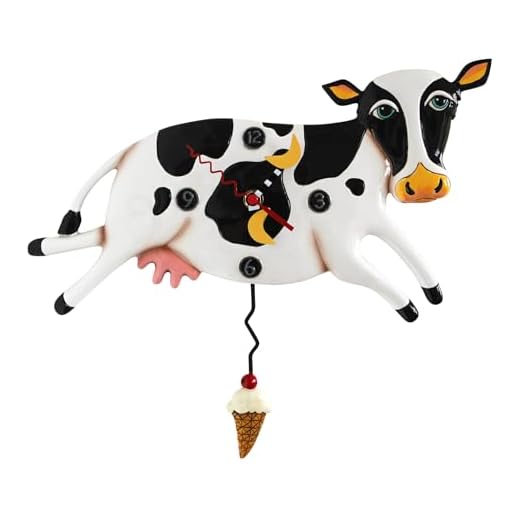 Allen Designs "Bessy Cow" Whimsical Pendulum Wall Clock