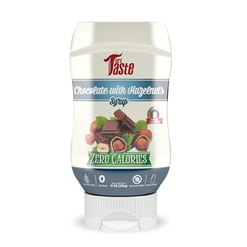 Mrs Taste Sugar Free Chocolate Hazelnut Syrup, Zero Calories, Zero Sodium, Zero Sugar, Keto Friendly, Condiments and Sauces, Free Peapops Protien Chips (11 oz, Chocolate Hazelnut Syrup)
