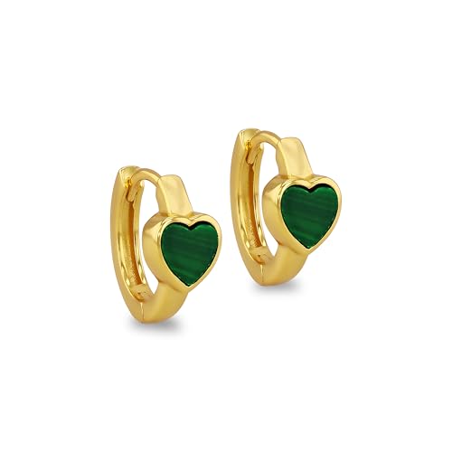 Boucles d'oreilles huggy cœur malachite pour votre style de tous les jours