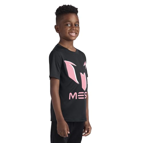 Image of Messi Boys' Lifestyle Short Sleeve Top, Loose-Fit Shirt with Logo, Comfortable, All-Day Wear