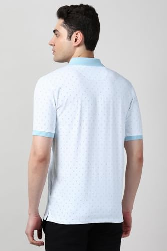 Image of Peter England Men's Cotton-Polyester Micro Matrix Polo Shirt - Casual Wear | Minimal & Modern