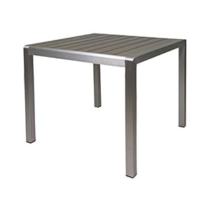 Christopher Knight Home Louie Coral Outdoor Dining Anodized Aluminum Faux Wood Table Top Square Gray 35 Silver Gray