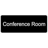 ComplianceSigns.com Conference Room Engraved Sign for Wayfinding, 8x3 in. White on Black Plastic
