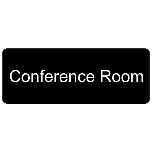 Compliancesigns.com Conference Room Engraved Sign For Wayfinding, 8X3 In. White On Black Plastic #TOP15