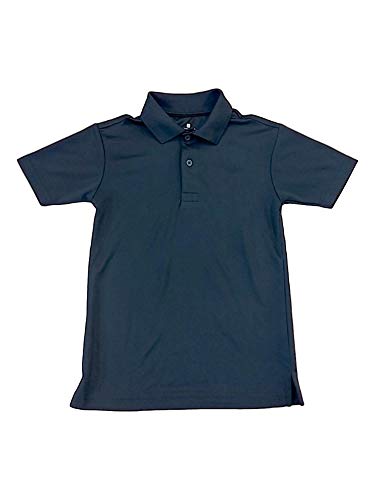 Chaps Boys' School Uniform Performance Short Sleeve Solid Polo, Navy, 8