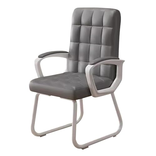 Sillas de computadora, sillas de oficina, sillas de oficina sin ruedas, mesas y sillas de oficina, sillas de Sala de conferencias de recepción ergonómicas con asientos correderas de cuero Pu,Grey