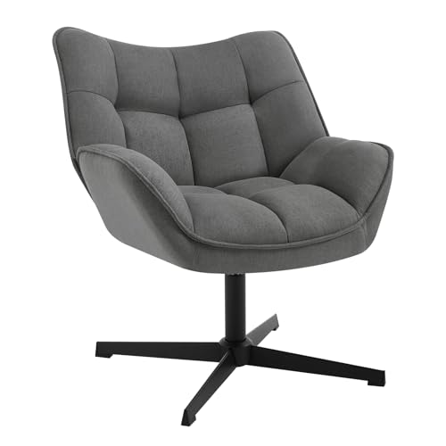 WOLTU Relaxsessel, 360° drehbar, gepolstert, Fernsehsessel, Ohrensessel, Sessel Wohnzimmer Schlafzimmer, Leinen, Dunkelgrau