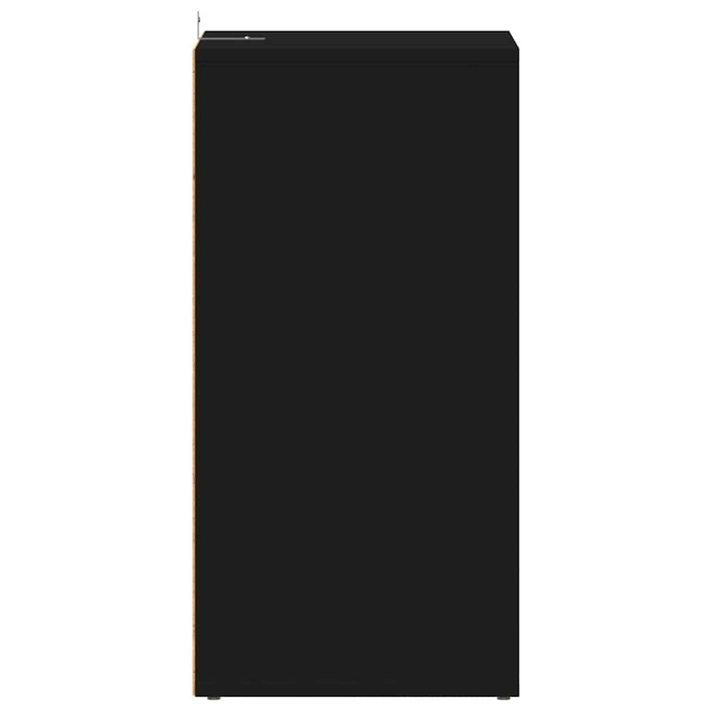 Schuhschrank Schwarz aus Holzwerkstoff 31,5x35x70 cm mit 5 Fächern, schmaler Schuhständer für Flur und Diele, platzsparend, stapelbar, mit Wandmontage