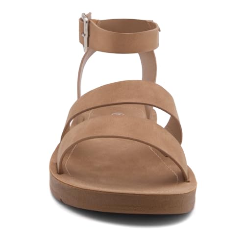 Herstyle Needed Me Women's Flat Sandals, Open Toe Two Bands with Ankle Strap and Buckle, Lightweight Sandals with Cushioned Footbed for Summer Walking and Daily Wear2