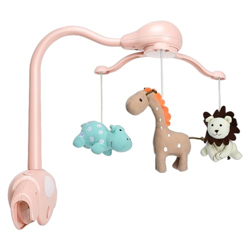 Image of CUTIE PUMPKIN Baby Girl Crib Mobile for Pack and Playpen,Pink Bassinet Mobile with Music,Rotation,Nursy Lights,Natural Sounds,Timer Function,Starlight Projection,Pack n Play Crib Mobile for Baby