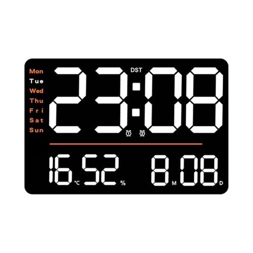 Zanthicia Reloj de Pared Digital con Temporizador, Control Remoto, Humedad, Brillo, Pantalla Grande Ajustable, Cuenta Regresiva de días y Fecha, Reloj Pared Digital,