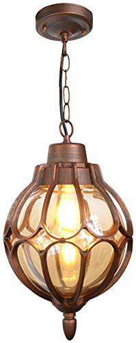 Preisvergleich Produktbild Retro Außen Hängelleuchte Rund Rot Bronze Pendellampe Wasserdichter IP54 E27 Höhenverstellbar Hängelampe Aluminium / Glas Garten Villa Flur Grape Rack Balkon Dekorative Pendelleuchte 18 * 33cm