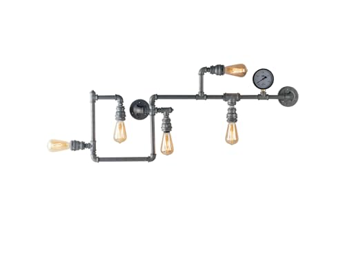 Wand- Deckenleuchte AMARCORD Zink 5-flammig Industrielook mit Wasserrohr Rost