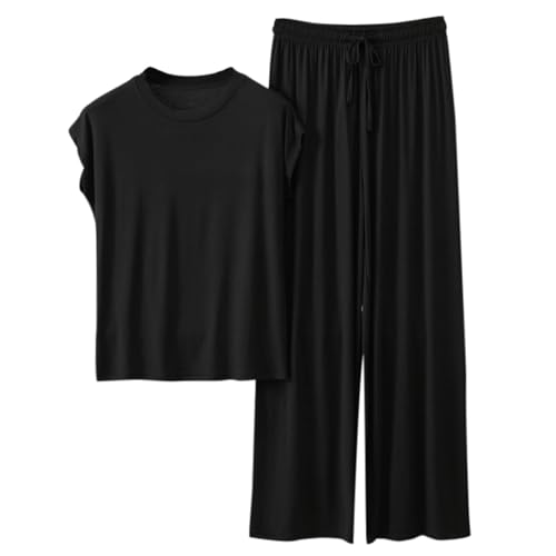 Conjunto de algodón de 2 piezas para mujer de tacto suave y pantalón ligero cómodo 1