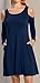HAOMEILI Women's Cold Shoulder with Pockets Casual Swing T-shirt Dresses (Large, Long...